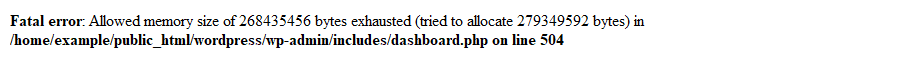 error wp memory wordpress