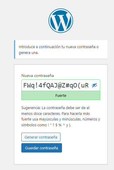 cambiar clave wordpress